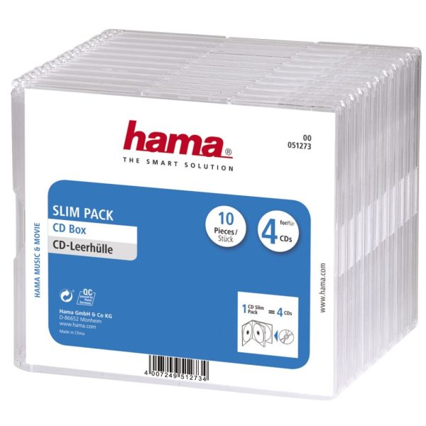 Hama Cd Doosjes 'Slim-Pack'4 Per 10